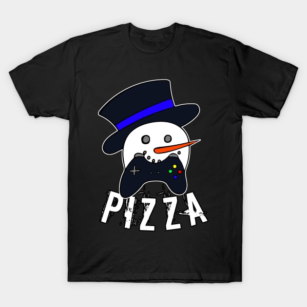 Snowman Face Gamer Pizza T-Shirt by MaystarUniverse